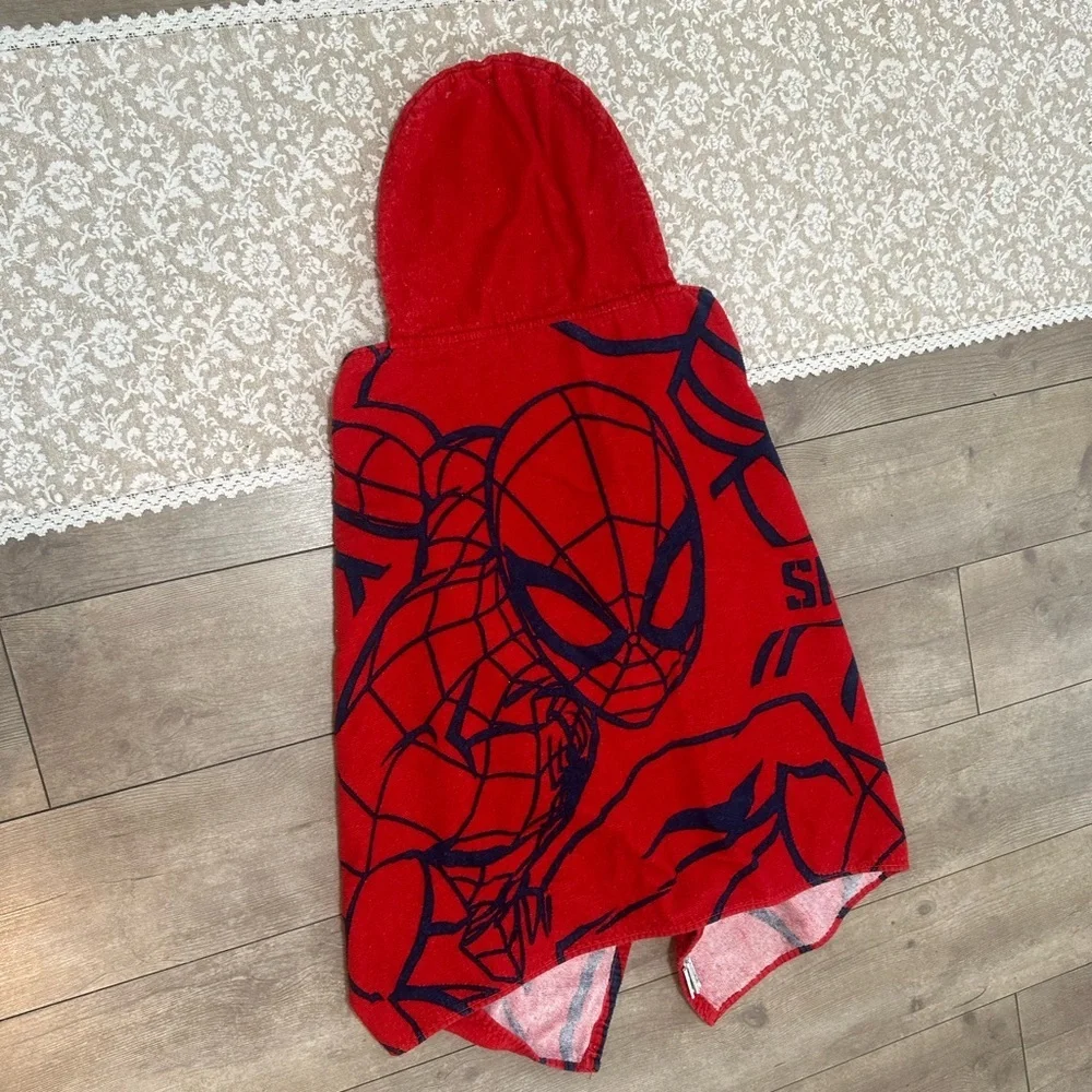 Marvel Spider-Man Kids Hooded Bath Towel Cozy Cotton Terry Black Red